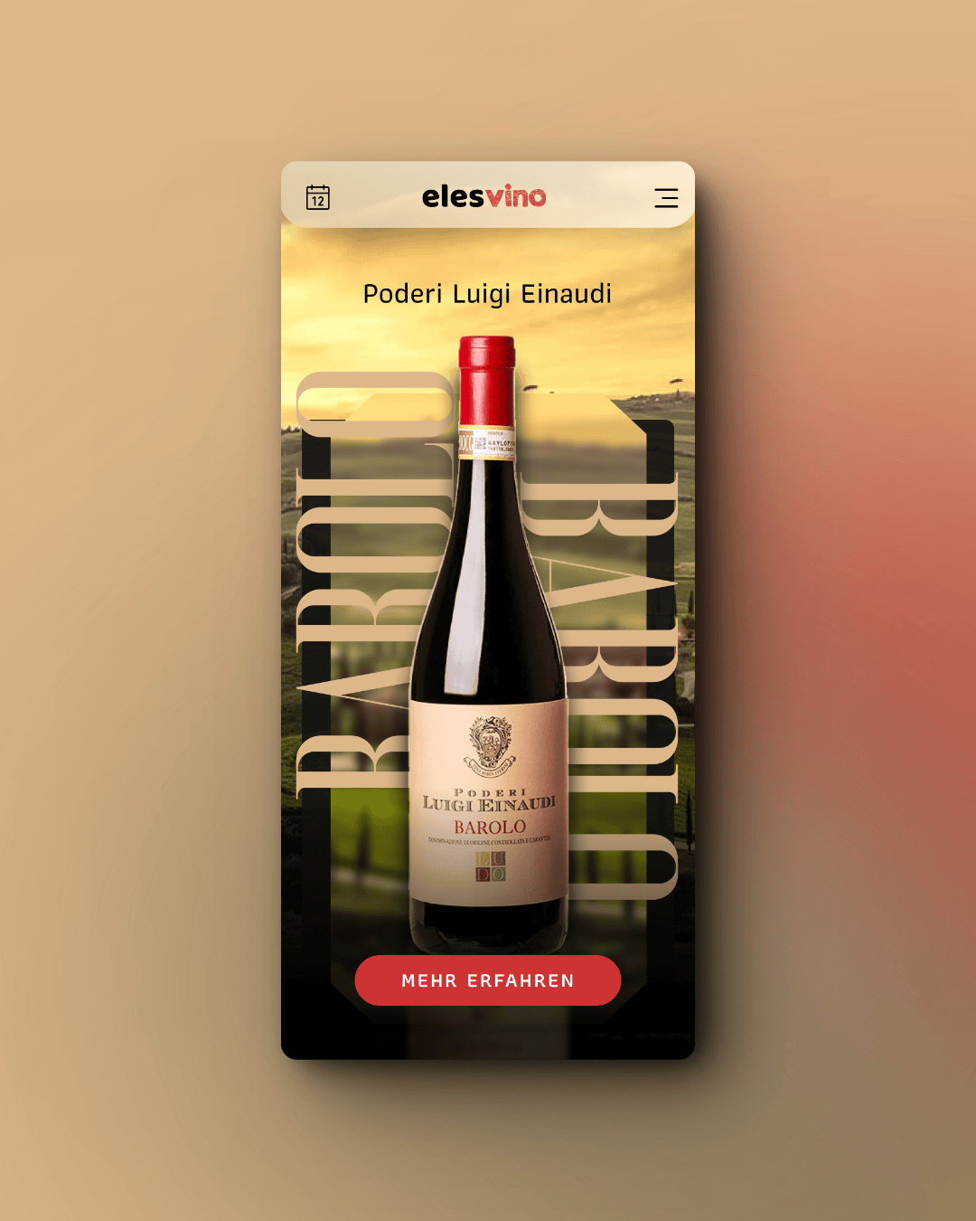 eles wein vino app design mobile